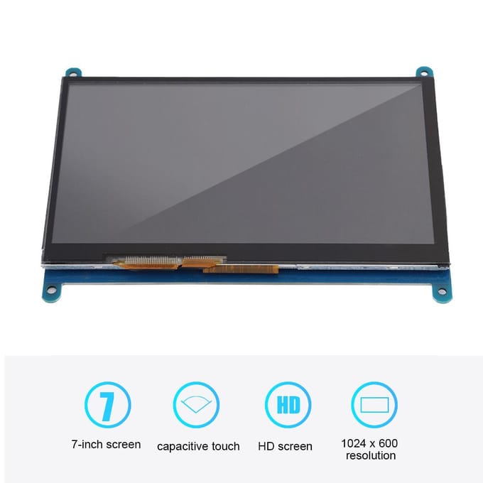 7 Inch 1024x600 HDMI LCD Touchscreen Display met Acryl Behuizing voor Raspberry Pi 4b 3b 3b