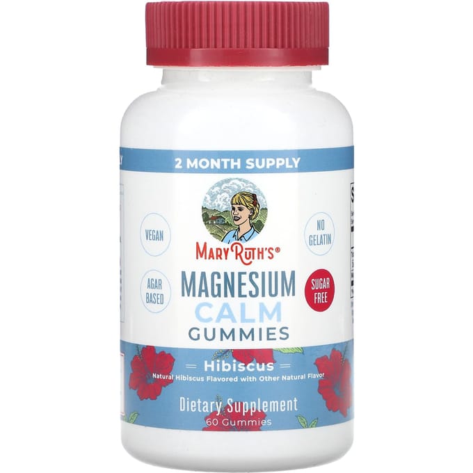 MaryRuth's, Gummies Magnesium Calm, hibiscus, 60 gummies