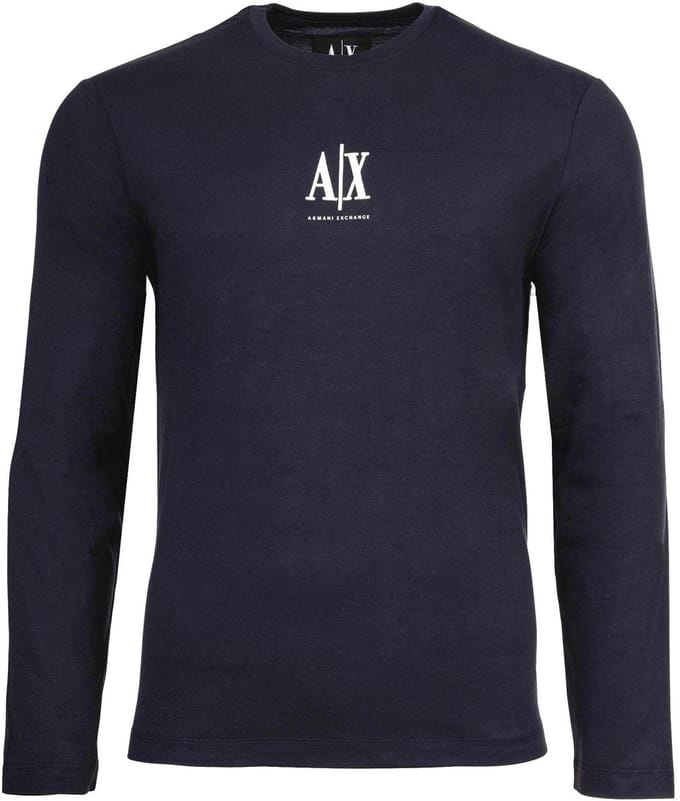 Printed Long Sleeve Round Neck Knitwear - Blue Shirts