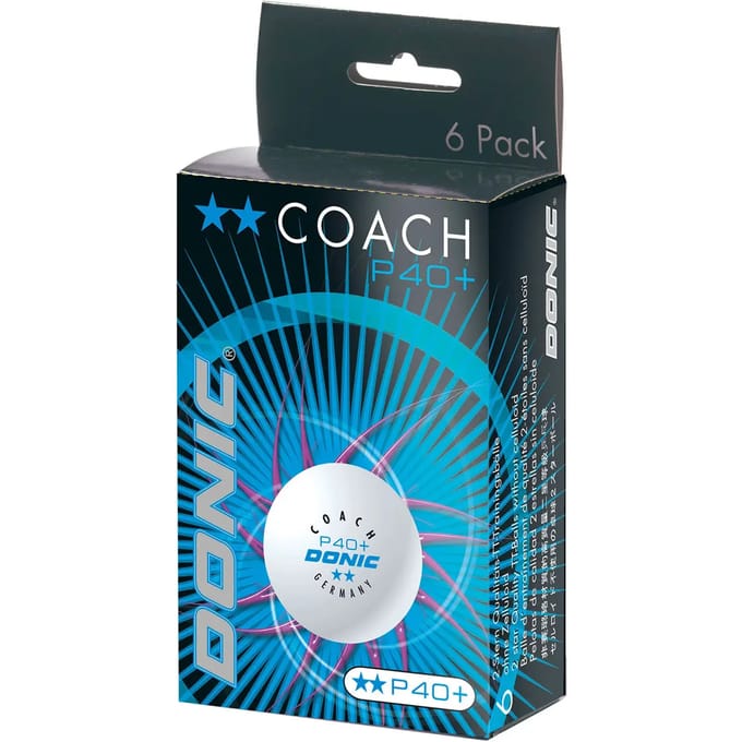 Set van 6 tafeltennisballen Donic Coach P40+** (40 mm)