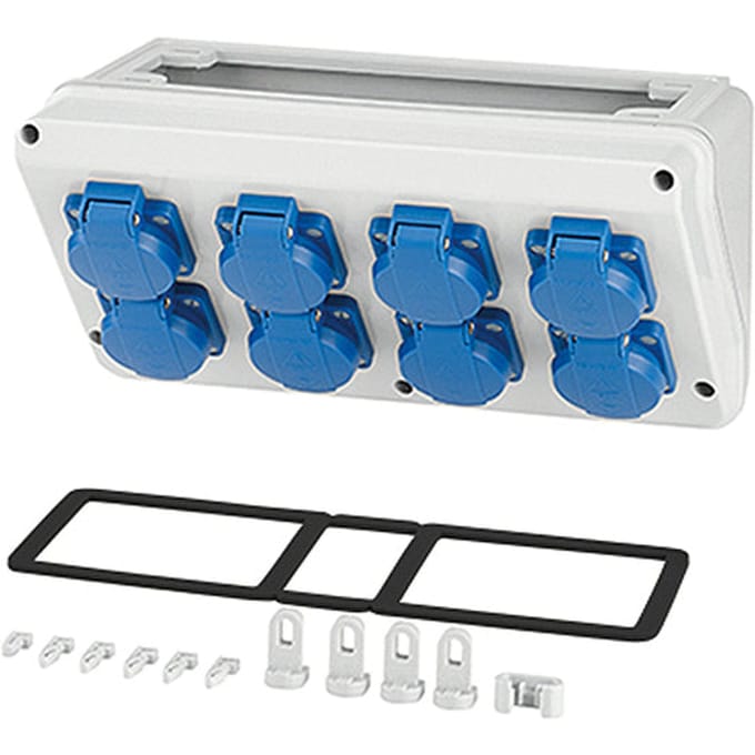 Hensel MI Aansluitdoos 8x16A 2P PE 230V Schuko 300mm - Mi CB 18