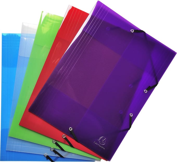 Exacompta 25x Crystal PP 5/10de Elastomap 3 kleppen - A4 - Geassorteerd - 56701E