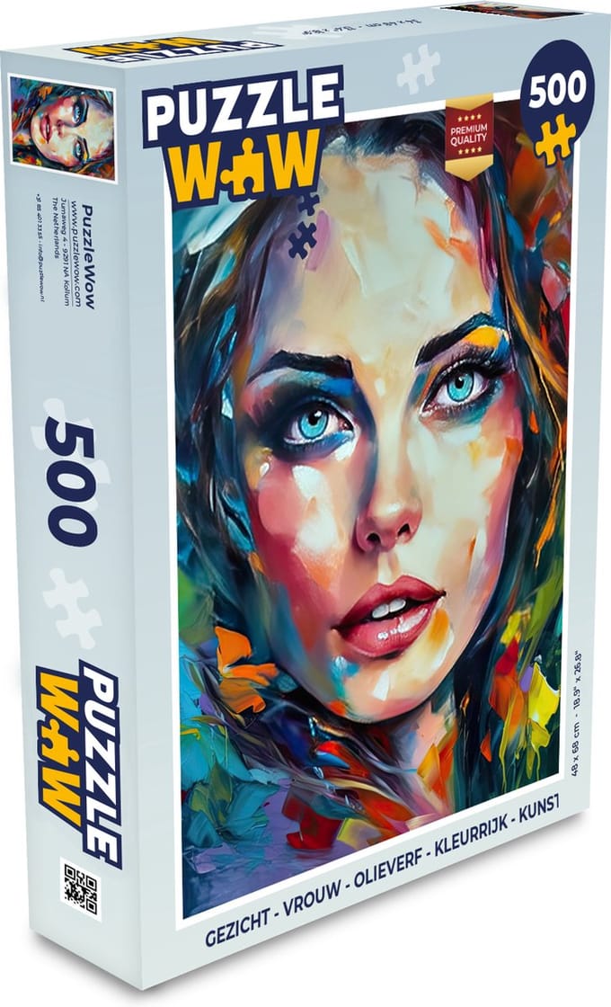 Puzzel Gezicht - Vrouw - Olieverf - Kleurrijk - Kunst - Legpuzzel - Puzzel 500 stukjes