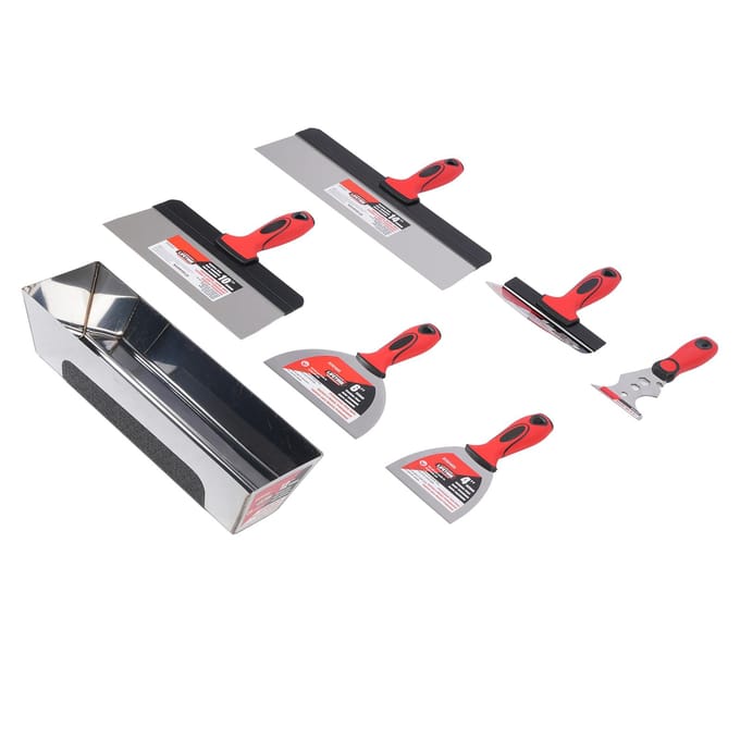 12in Gipsplaat Afwerking Handgereedschapskit Roestvrij Staal Verfschraper met Modderpan Gipsplaat Gereedschapsset black