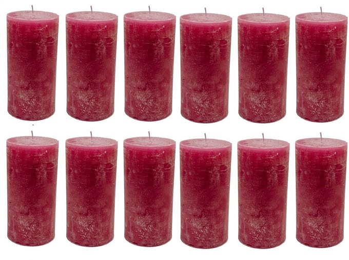 Stompkaars - stompkaars | pink | ø10x20 cm - roze - ø10x20x set van 12 stuks in doos