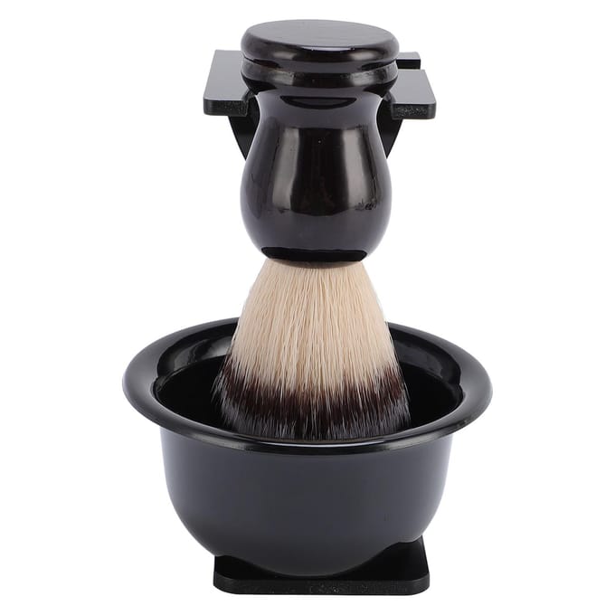 Heren Scheerkwast Set Draagbare Scheerkwast Scheerkom Houder Standaard Set voor Reizen black