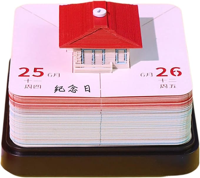 Bureaukalender 2026 - Scheurkalender Papierkunst - Dagelijks Plannen - 3D Papier Uitsnede - 9x9x7 cm - Multicolor