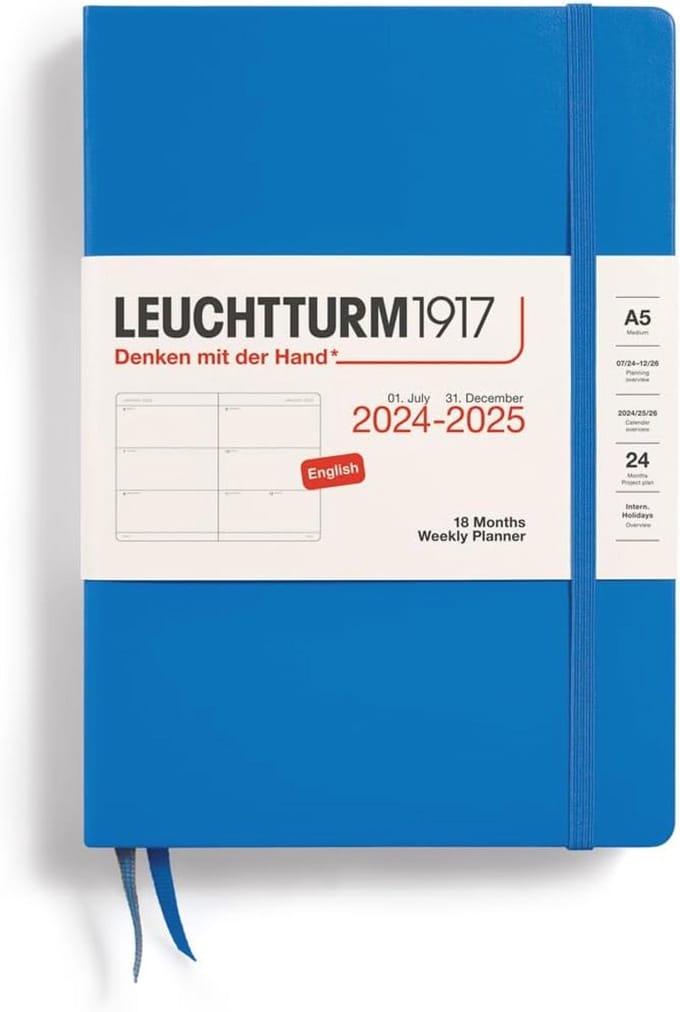 A5 Hardcover Weekkalender 2025 - 18 Maanden Planner, Gelinieerd