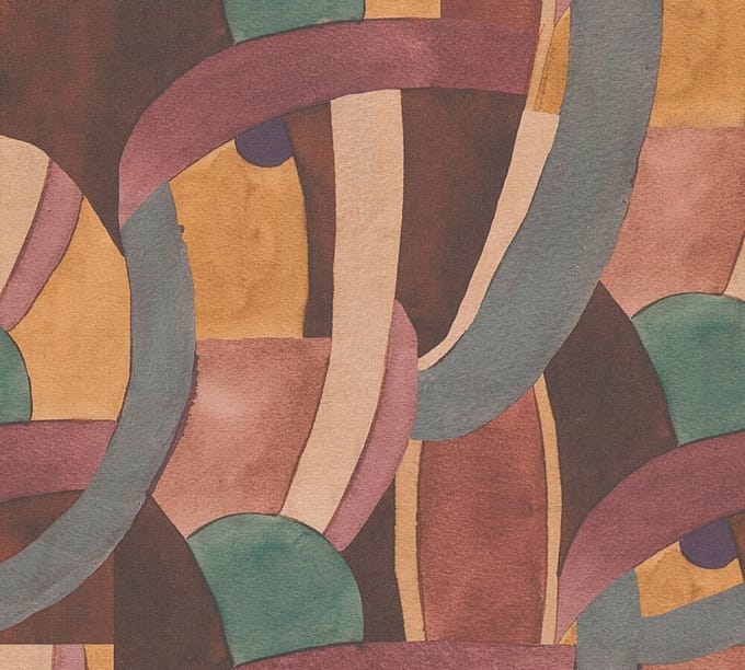 DYNAMISCH BEHANG | Abstract - Oranje Lila Grijs Groen - A.S. Création Anna D'Andrea