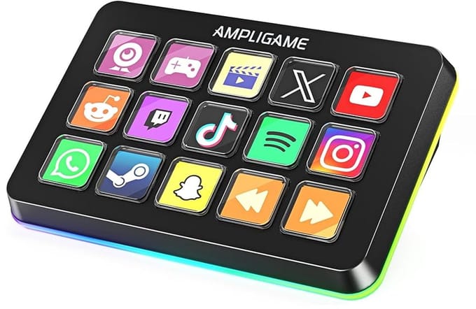 FIFINE D6 - Mixer - RGB Studio Controller - 15 LCD Aanpasbare Toetsen - Podcast / Streaming / Gaming - Inclusief Gratis Software - Zwart