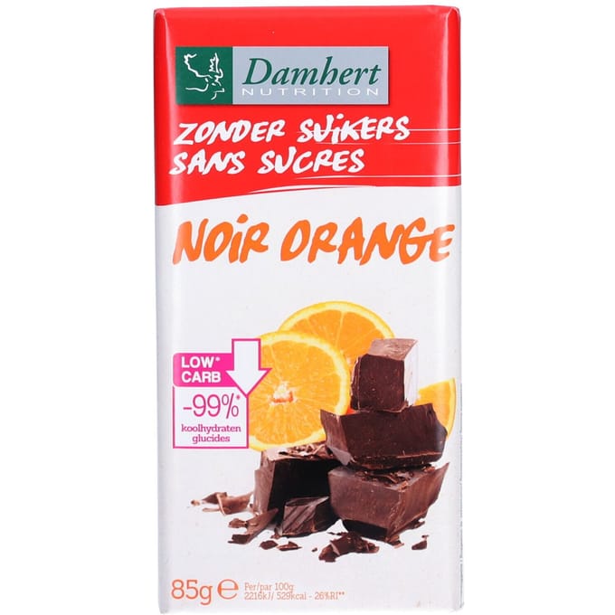 Damhert Chocoladetablet Noir Orange Minder Suikers - 85 gr