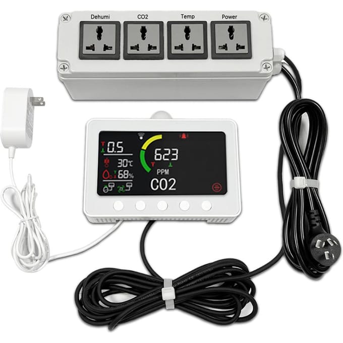 Slimme CO2-detector 2.4G WiFi Tuya-app Binnenluchtkwaliteitsmeter 2-kanaals NDIR-sensor Kooldioxide US Plug wit