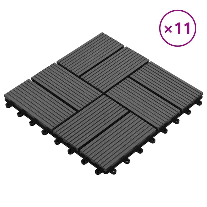 vidaXL - Terras - Tegel - 11 - st - Grijs - 30 - x - 30 - cm - WPC