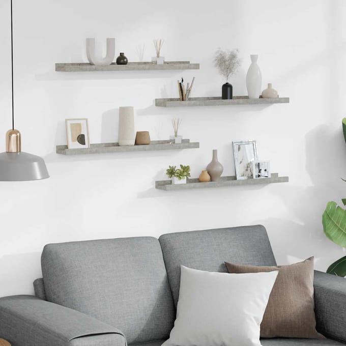 vidaXL - Wandschappen - 4 - st - 60x9x3 - cm - betongrijs