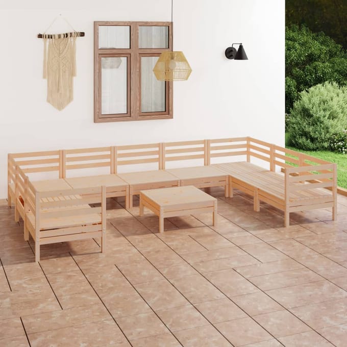 vidaXL - 10-delige - Loungeset - massief - grenenhout
