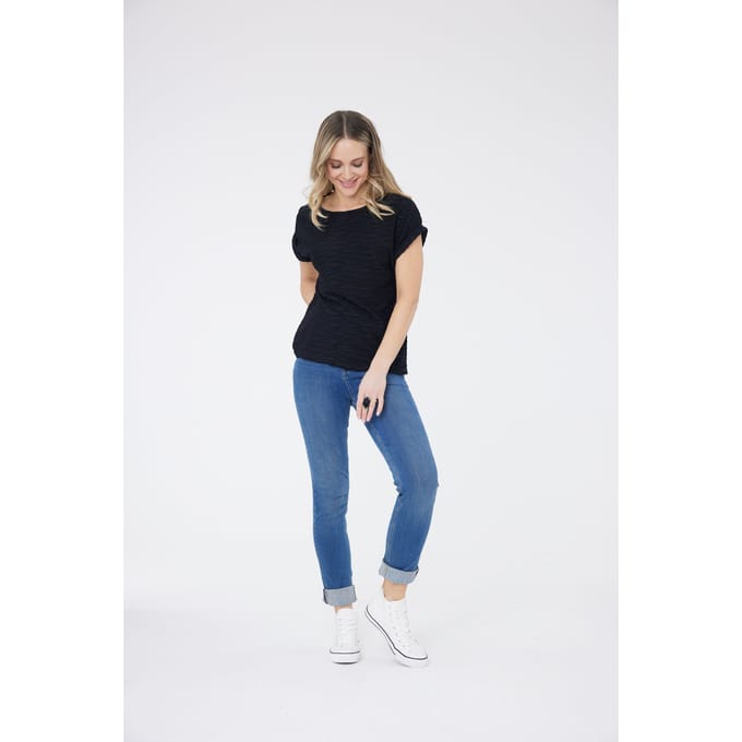 Maya T-shirt met structuur - Zwart