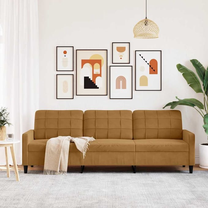 vidaXL - Driezitsbank - 210 - cm - fluweel - bruin