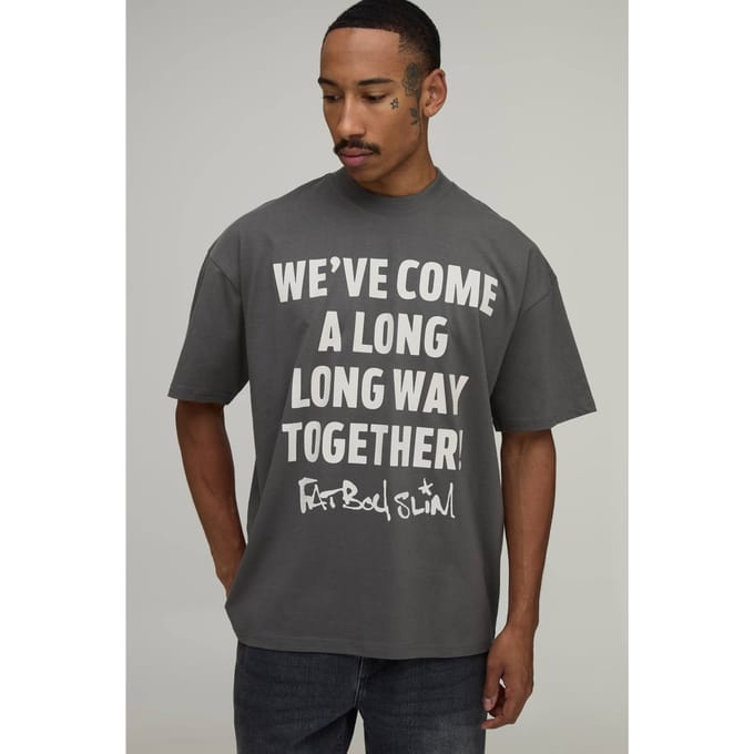 Oversized T-shirt Met Fat Boy Slim Licentieprint | Charcoal | Size Medium