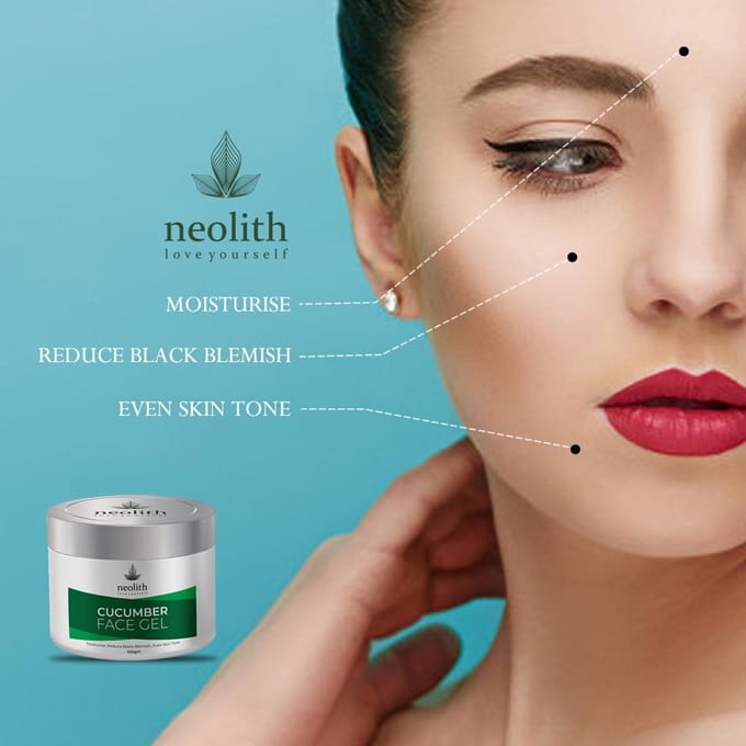 Gel Visage au Concombre Neolith || Éclaircissant, hydratant, éclat naturel || Sans paraben || 100g 100 ML vert