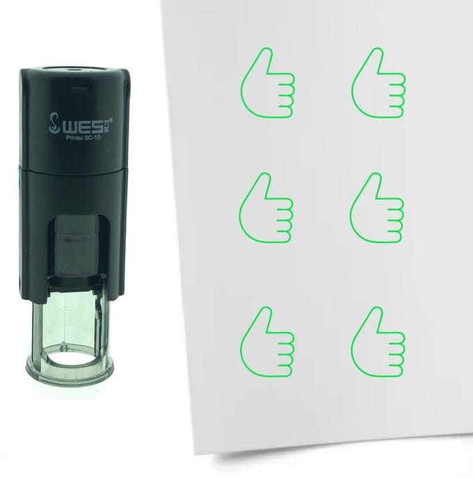 CombiCraft Stempel Duim omhoog 10mm rond - Groene inkt