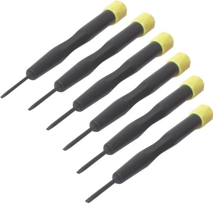 Schroevendraaierset voor elektronica met sleufkop - 6-delige set met diverse maten