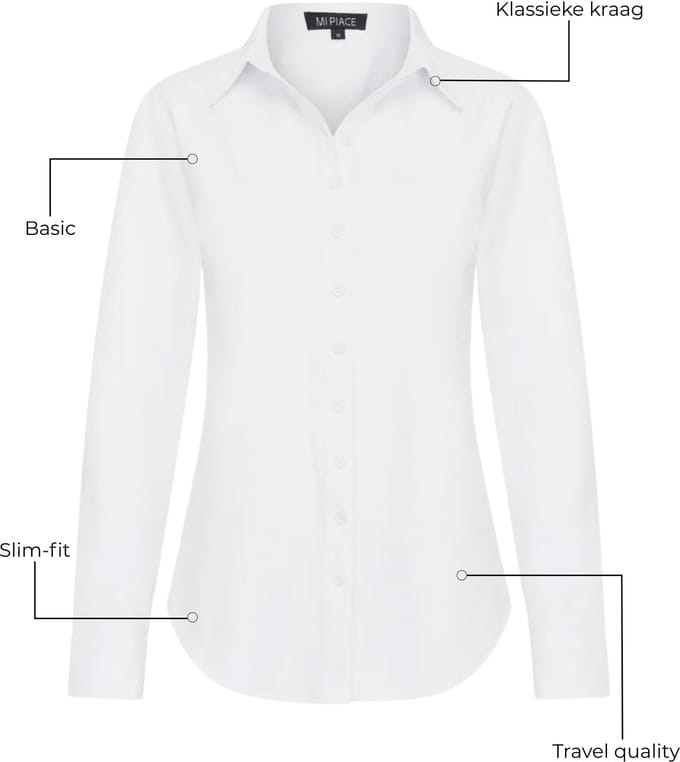 Mi Piace Travel Blouse Dames - Wit - Maat S/36 - 60840