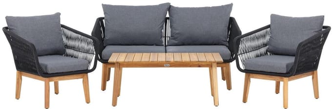 Svea - Helena loungeset - acacia/zwart/grijs