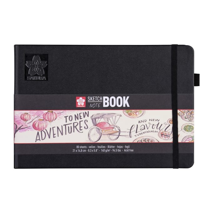 Schetsboek sakura 80 witte vellen 210x148mm zwart | 5 stuks