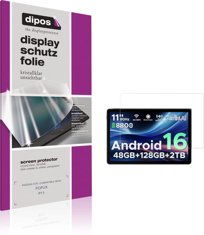 dipos – 2x Beschermfolie geschikt voor POPUX P11 | Krasbestendige & heldere Screenprotector Ultra-Thin
