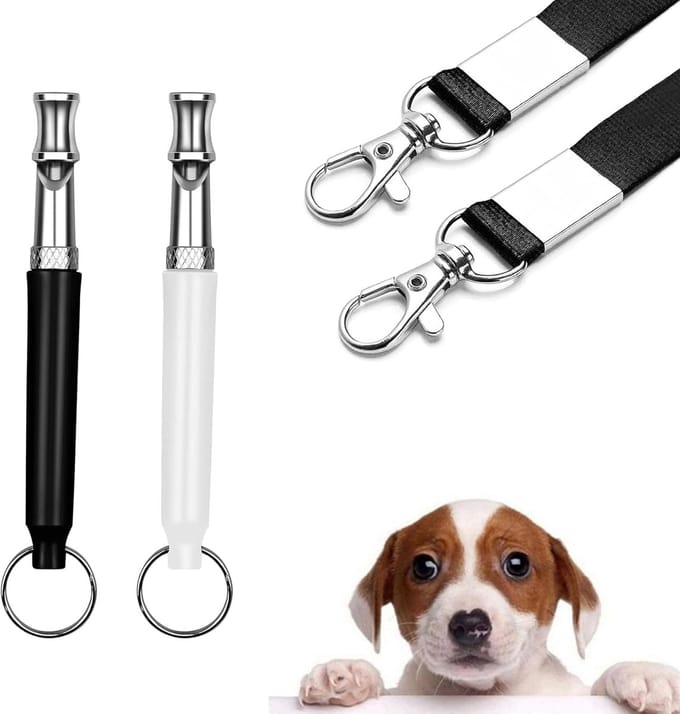 Hondenfluitjes Set - Trainingsfluitjes - Hondentraining - Instelbare Frequentie - 8 cm Lengte - Zwart Wit