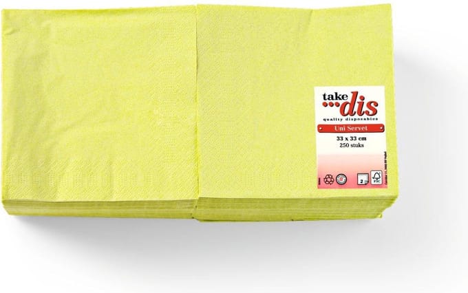 Servetten 2-Laags Kiwi | Grote verpakking 250 Stuks | Take Dis