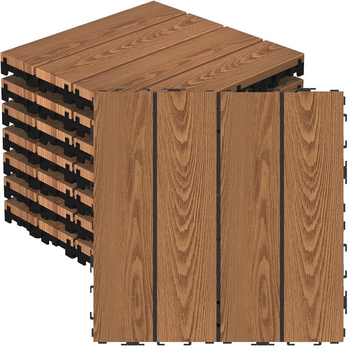 Waterdichte Houten Vloertegels 12x12 inch - Set van 8