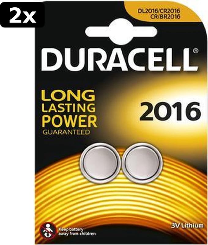 2x Duracell Lithium CR2016 3V - 2 stuks