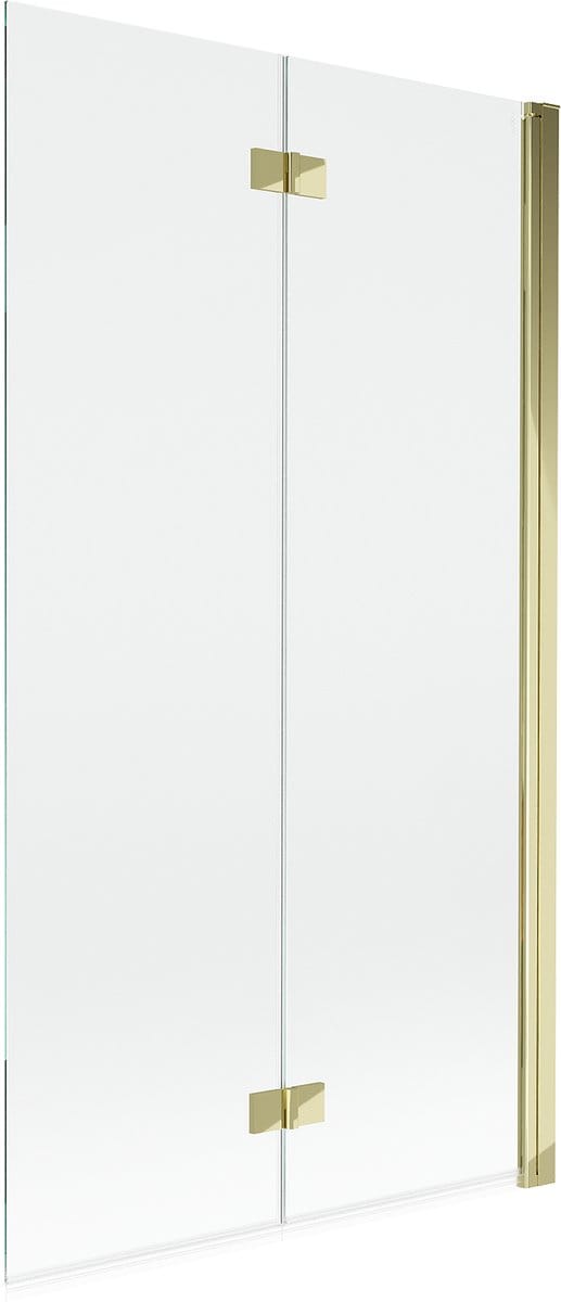 Mexen Mist badwand 2-delig, rechts 100 x 150 , transparant, goud - 8A9-100-002-50-00-P