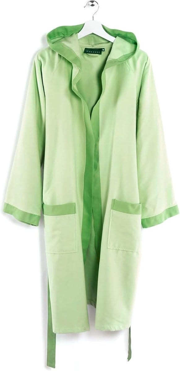 Bicolor microvezel badjas met capuchon voor volwassenen - Jade Tecno