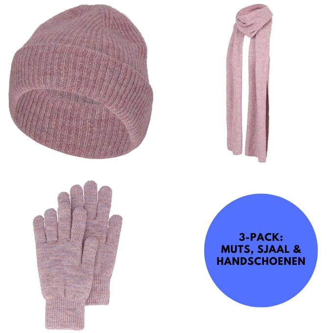 Winterset Dames - Handschoenen/Muts/Sjaal - One Size - Paars