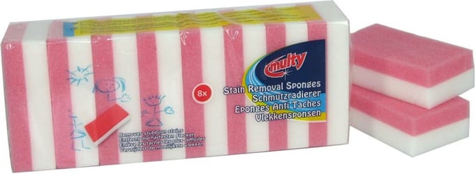 Multi vlekkenspons roze/wit. set van 8 stuks