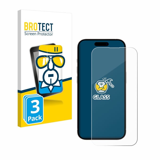 BROTECT - Glas Screenprotector voor Apple iPhone 15 / 15 Pro - Gehard Beschermglas 9H 3 Stuks