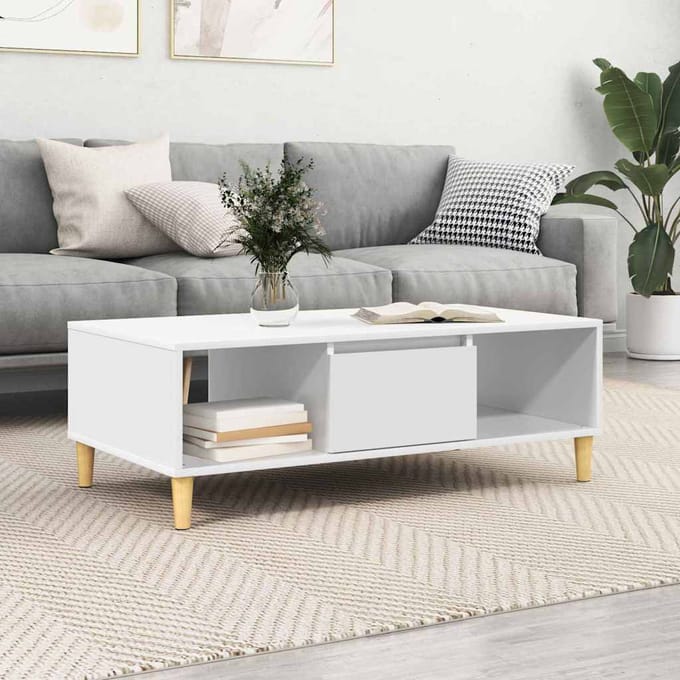 vidaXL - Salontafel - Wit - 102 - x - 55 - x - 35 - cm - Bewerkt - hout