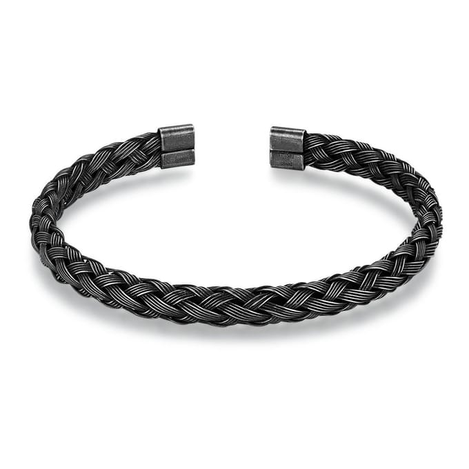 Twice As Nice Armband in edelstaal, grijze bangle 7cm
