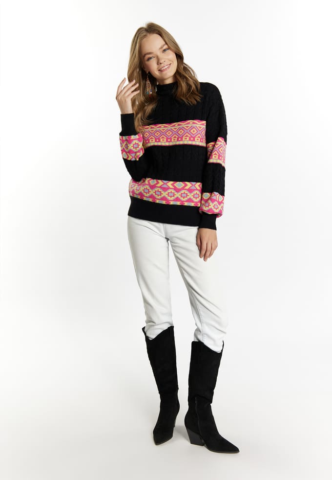 IZIA Jumper Dames Zwart Veelkleurig