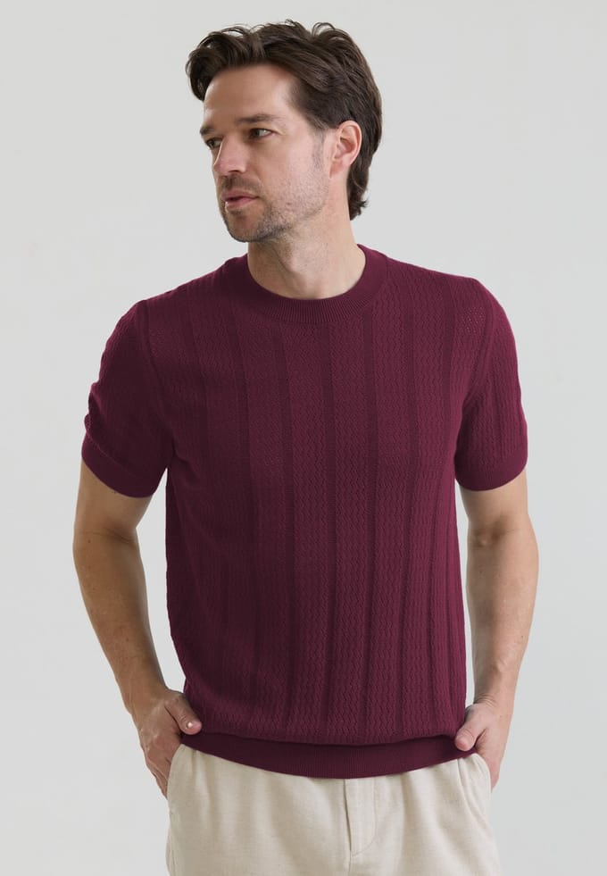 Felix Hardy Tshirt Korte Mouwen 100% Katoen Heren Bordeaux - M
