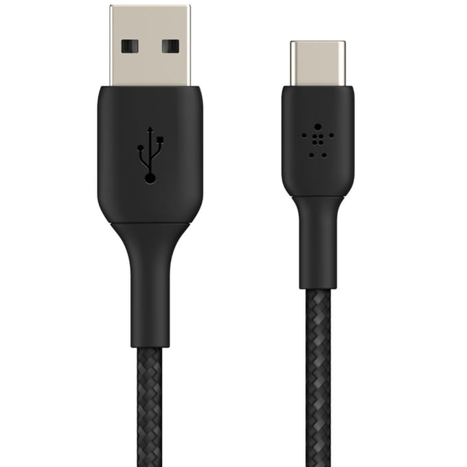 Belkin BOOST↑CHARGE Braided - USB-A naar USB-C Kabel - 1 Meter - 12W - Zwart