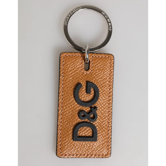 Bruine Leren Logo Metaal Ring Sleutelhanger Houder Mannen Sleutelhanger