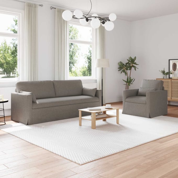 vidaXL Bankstel 2 pcs Taupe 198 x 78 x 80 cm Stof