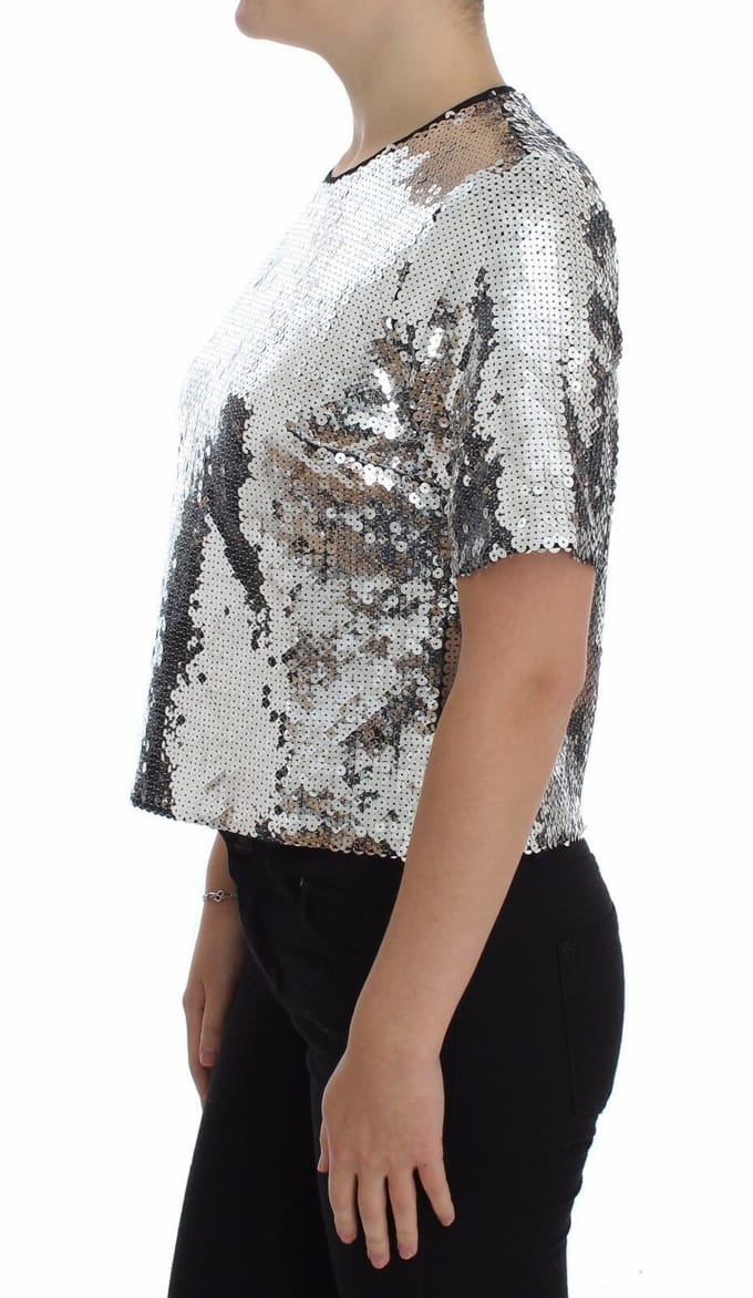 Dolce Gabbana Pailletten Top Zilver