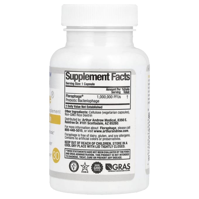 Arthur Andrew Medical, Floraphage, booster probiotique, 30 gélules