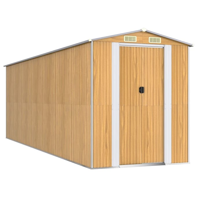 vidaXL - Tuinschuur - 192x606x223 - cm - gegalvaniseerd - staal - lichtbruin