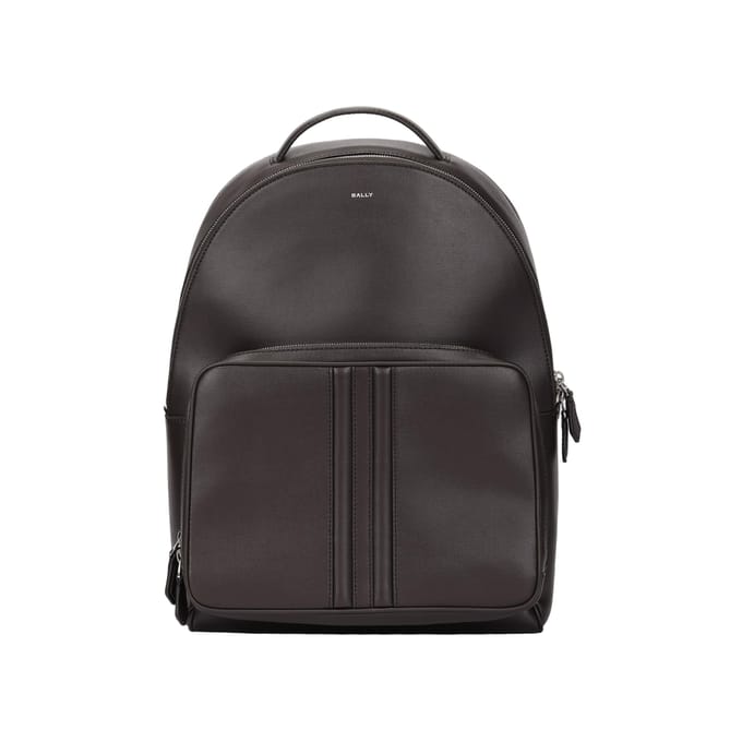 Sac à dos en cuir pour homme Bally avec logo et fermeture éclair, couleur ébène, réf. 6308753 Basic Set (Bag+Dust Bag)