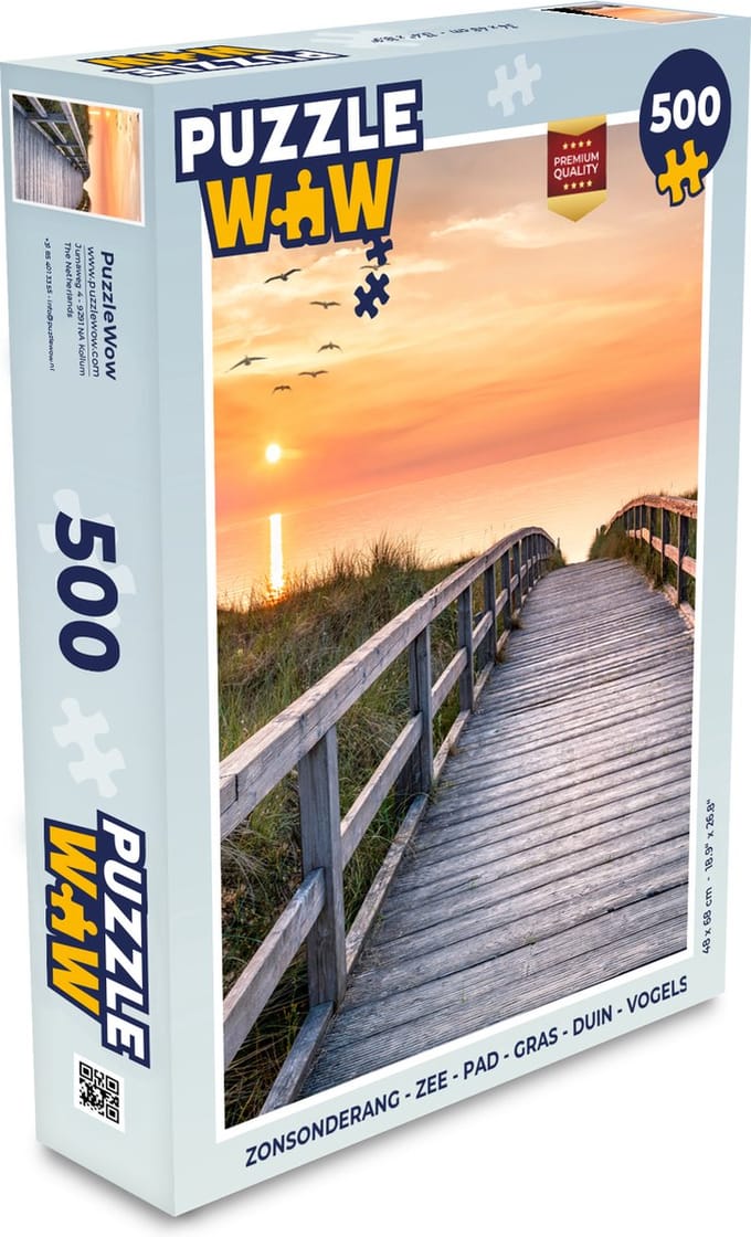 Puzzel Zonsonderang - Zee - Pad - Gras - Duin - Vogels - Legpuzzel - Puzzel 500 stukjes